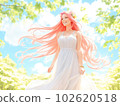 與自然和諧相處的女人的插圖 102620518