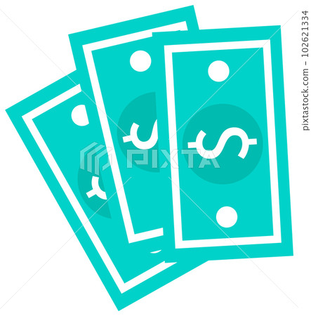 Dollar banknote for clip art vector illustration. A bundle of money isolated on white background Dollar banknote for clip art vector illustration. A bundle of money isolated on white background 102621334