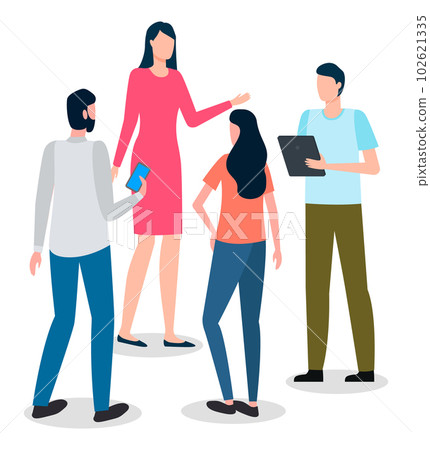 Business meeting, communicating colleagues, standing group of businesspeople, friends communication 102621335