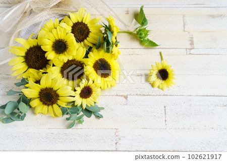 Bouquet of lemon yellow sunflowers 102621917