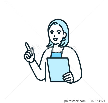 A woman pointing. Illustration material of a business woman to explain. A woman pointing. Illustration material of a business woman to explain. 102623421