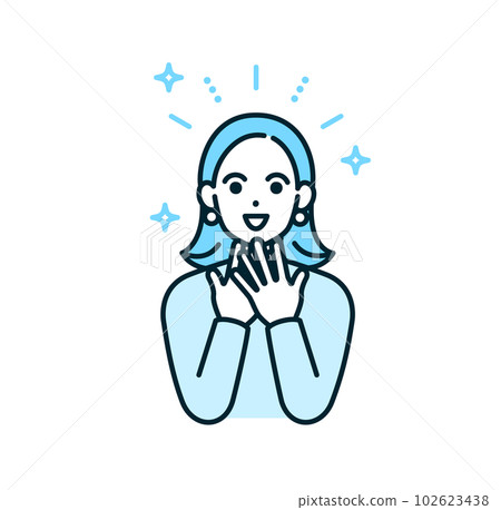 A sparkling girl. A happy smiling woman. Vector illustration material. 102623438