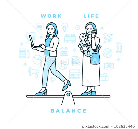 baby and mother. Illustration material of a mother who works and cherishes time with her family. 102623440