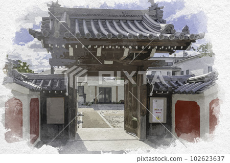 水彩風格 Shido Jishoin Sanmon 香川縣贊岐市 水彩風格 Shido Jishoin Sanmon 香川縣贊岐市 102623637
