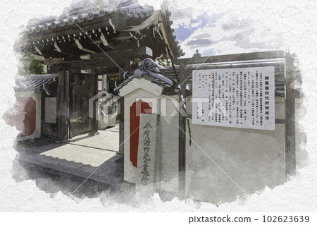 水彩風格 Shido Jishoin Sanmon 香川縣贊岐市 水彩風格 Shido Jishoin Sanmon 香川縣贊岐市 102623639