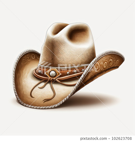 Brown western cowboy hat illustration on white background for design. AI 102623708