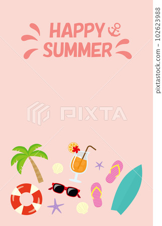 夏季賀卡，夏季賀卡設計，背景粉色 102623988