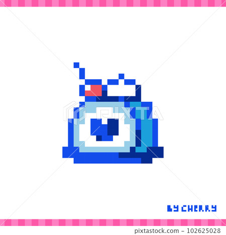 Pixel Art Retro Cream Roll. 90s 8bit style illustration of cream sweet dessert with cherry. Cute pixel art food sticker or game element. Pixel Art Retro Cream Roll. 90s 8bit style illustration of cream sweet dessert with cherry. Cute pixel art food sticker or game element. 102625028