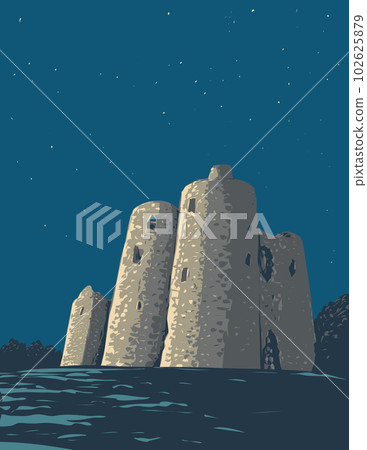 Ballyloughan Castle in County Carlow near Bagenalstown Ireland WPA Art Deco Poster 102625879