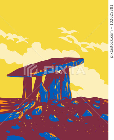 Poulnabrone Dolmen in Burren National Park County Clare Ireland WPA Art Deco Poster Poulnabrone Dolmen in Burren National Park County Clare Ireland WPA Art Deco Poster 102625881