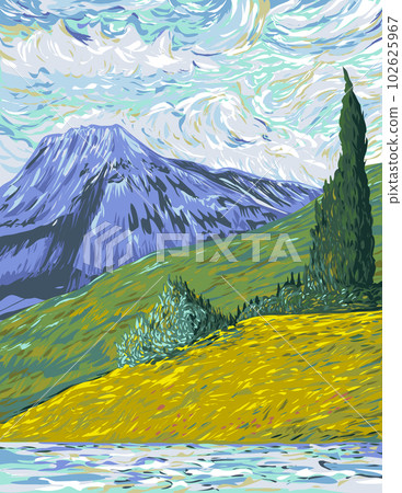Mount Richards in Waterton Lakes National Park Alberta Canada WPA Poster Art 102625967
