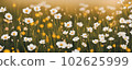 Field of wildflowers closeup image. AI generated illustration 102625999