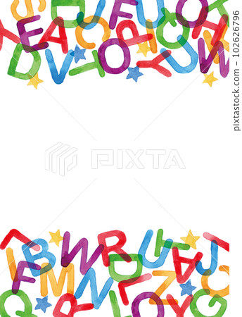 字母表水彩多彩框架 A4 垂直 102626796