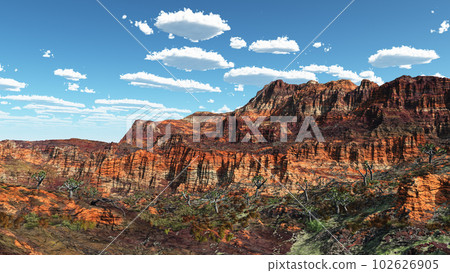 Rocky mountain landscape and blue sky with clouds Rocky mountain landscape and blue sky with clouds 102626905
