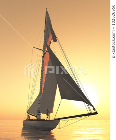 Sailing yacht at sunset 102626950