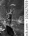 IRPIN, UKRAINE - NOVEMBER 29, 2022: Black and white photo of Banksy graffiti in Irpin, Ukraine 102627059