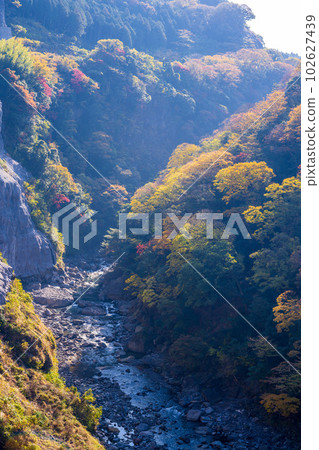 以秋天的天空為背景的“從阿蘇長陽橋看到的山脈和山谷風景” 以秋天的天空為背景的“從阿蘇長陽橋看到的山脈和山谷風景” 102627439