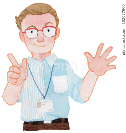 Foreign teacher watercolor illustration 102627906