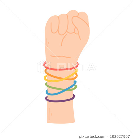Lgbt support sign. Flat style. Vector illustration. Drawn hands with lgbt. Pride month. Lgbt concept. 102627907