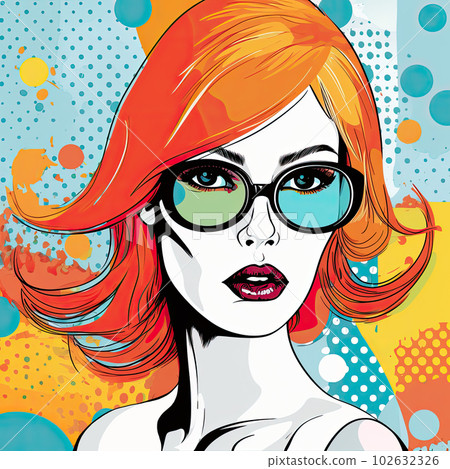 Pop art style portrait. 102632326
