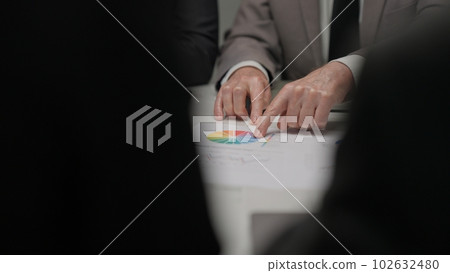 Close up of business officer teamwork brainstorming and talking in meeting room Close up of business officer teamwork brainstorming and talking in meeting room 102632480