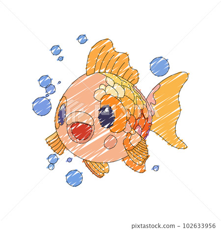 Cute little gold fish with a kind smiling face and big eyes. Cute little gold fish with a kind smiling face and big eyes. 102633956