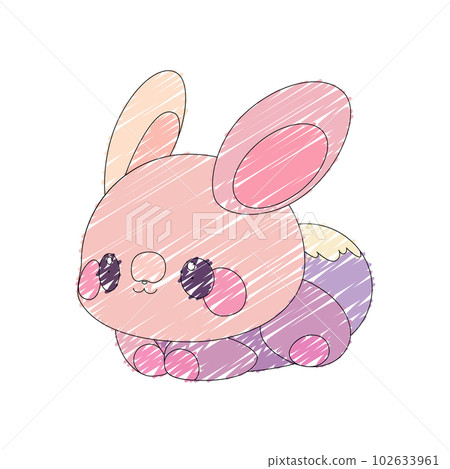Cute little rabbit with a kind smiling face and big eyes. 102633961
