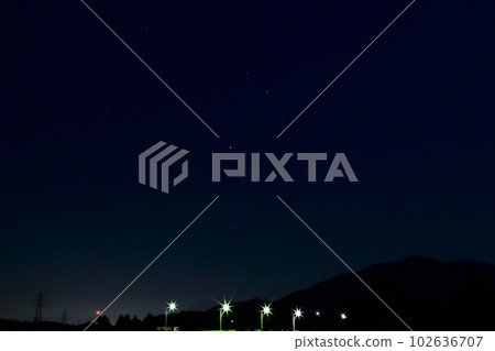 Mount Fuji and Antares faintly visible above Maizuru Bridge in Takekawa-cho, Hokuto City Mount Fuji and Antares faintly visible above Maizuru Bridge in Takekawa-cho, Hokuto City 102636707