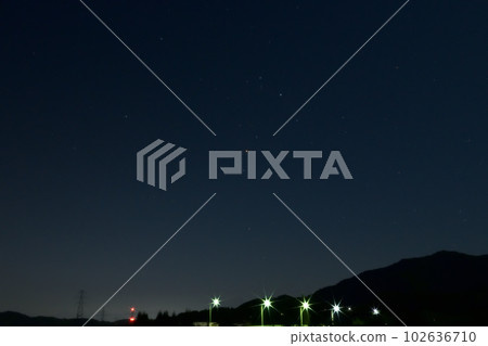 Mount Fuji and Antares faintly visible above Maizuru Bridge in Takekawa-cho, Hokuto City Mount Fuji and Antares faintly visible above Maizuru Bridge in Takekawa-cho, Hokuto City 102636710
