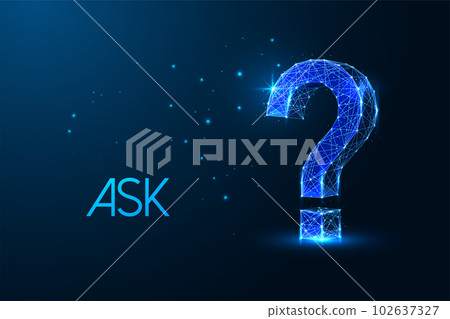 Uncertainty, curiosity, the potential for exploration concept with question mark on blue backgound 102637327