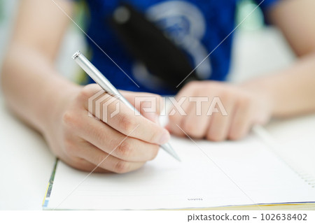 Asian teenage student write homework, study lesson for exam online learning education. Asian teenage student write homework, study lesson for exam online learning education. 102638402