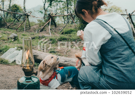 Playing with my dog at a women's solo camp Playing with my dog at a women's solo camp 102639052