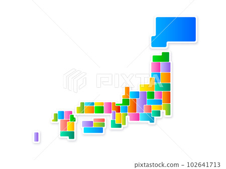 彩色簡單的日本地圖 彩色簡單的日本地圖 102641713