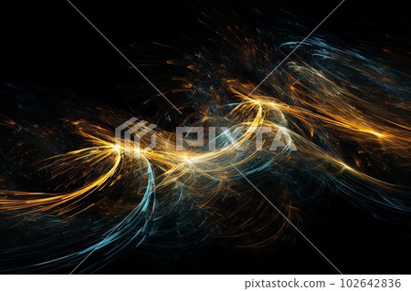Abstract luminous energy flow wave isolated on black background made with generative AI Abstract luminous energy flow wave isolated on black background made with generative AI 102642836