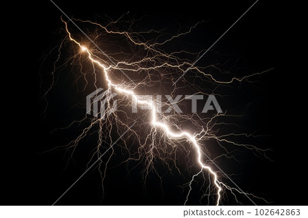 Lightning strike on black background stormy sky made with generative AI Lightning strike on black background stormy sky made with generative AI 102642863