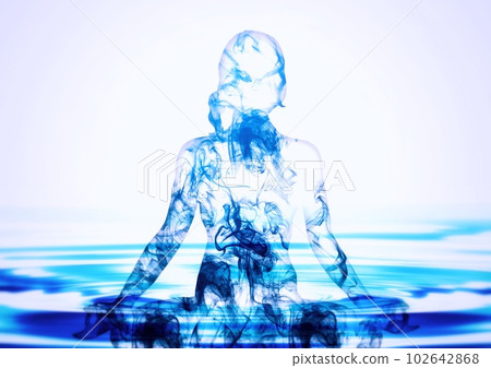 Silhouette illustration of a woman meditating Silhouette illustration of a woman meditating 102642868