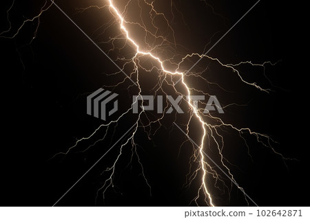 Lightning strike on black background stormy sky made with generative AI Lightning strike on black background stormy sky made with generative AI 102642871