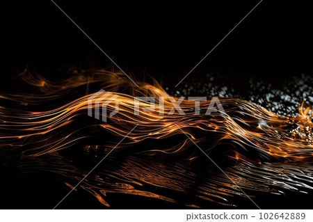 Abstract luminous energy flow wave isolated on black background made with generative AI Abstract luminous energy flow wave isolated on black background made with generative AI 102642889