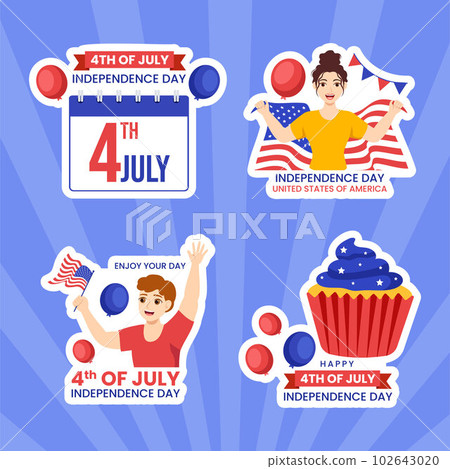 4th of July Independence Day USA Label Flat Cartoon Hand Drawn Templates Background Illustration 4th of July Independence Day USA Label Flat Cartoon Hand Drawn Templates Background Illustration 102643020