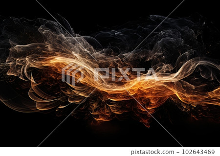 Abstract luminous energy flow wave isolated on black background made with generative AI Abstract luminous energy flow wave isolated on black background made with generative AI 102643469