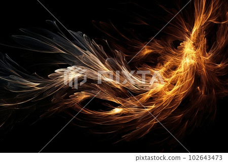 Abstract luminous energy flow wave isolated on black background made with generative AI Abstract luminous energy flow wave isolated on black background made with generative AI 102643473