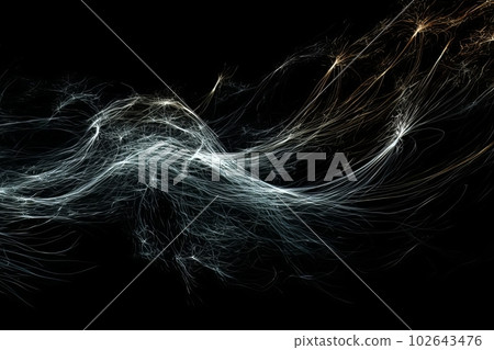 Abstract energy flow wave isolated on black background made with generative AI Abstract energy flow wave isolated on black background made with generative AI 102643476
