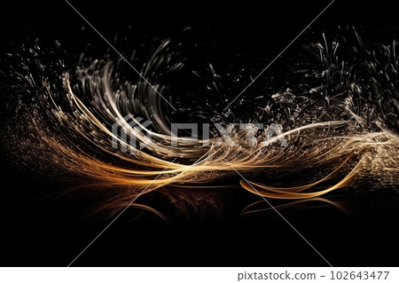 Abstract luminous energy flow wave isolated on black background made with generative AI Abstract luminous energy flow wave isolated on black background made with generative AI 102643477