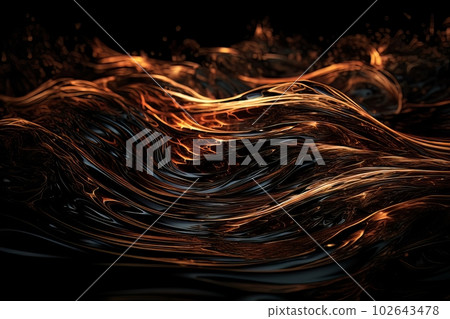 Abstract luminous energy flow wave isolated on black background made with generative AI Abstract luminous energy flow wave isolated on black background made with generative AI 102643478