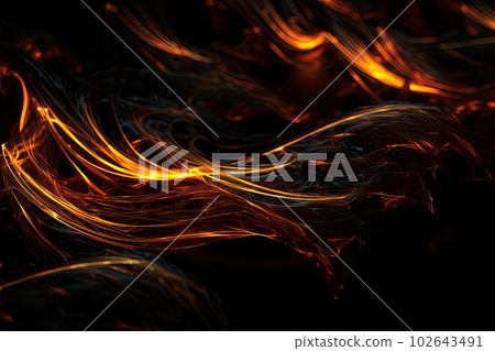 Abstract luminous energy flow wave isolated on black background made with generative AI 102643491