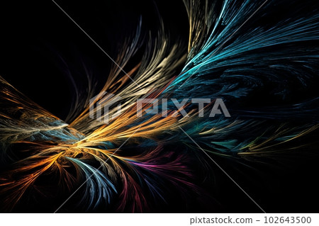 Abstract luminous energy flow wave isolated on black background made with generative AI Abstract luminous energy flow wave isolated on black background made with generative AI 102643500