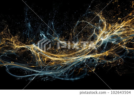Abstract luminous energy flow wave isolated on black background made with generative AI Abstract luminous energy flow wave isolated on black background made with generative AI 102643504