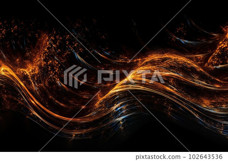 Abstract luminous energy flow wave isolated on black background made with generative AI Abstract luminous energy flow wave isolated on black background made with generative AI 102643536