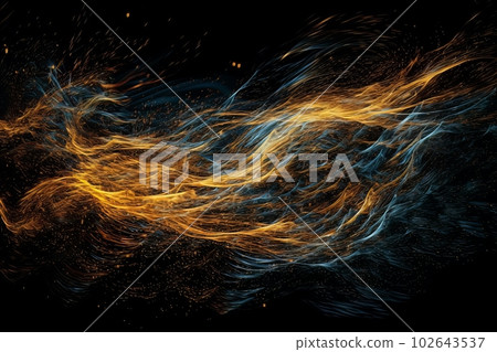 Abstract luminous energy flow wave isolated on black background made with generative AI 102643537