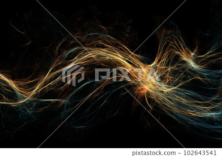 Abstract luminous energy flow wave isolated on black background made with generative AI Abstract luminous energy flow wave isolated on black background made with generative AI 102643541